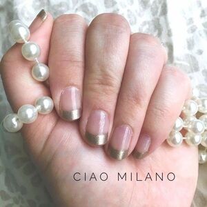 Color Street CIAO MILANO Gold Metallic Tip French Manicure Nail Strips Set